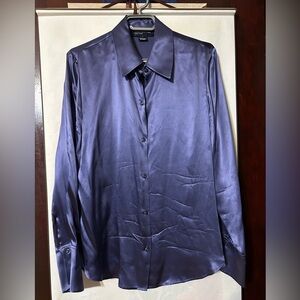 Vintage Jones New York 100% Dress blouse, Large, Purple Blue